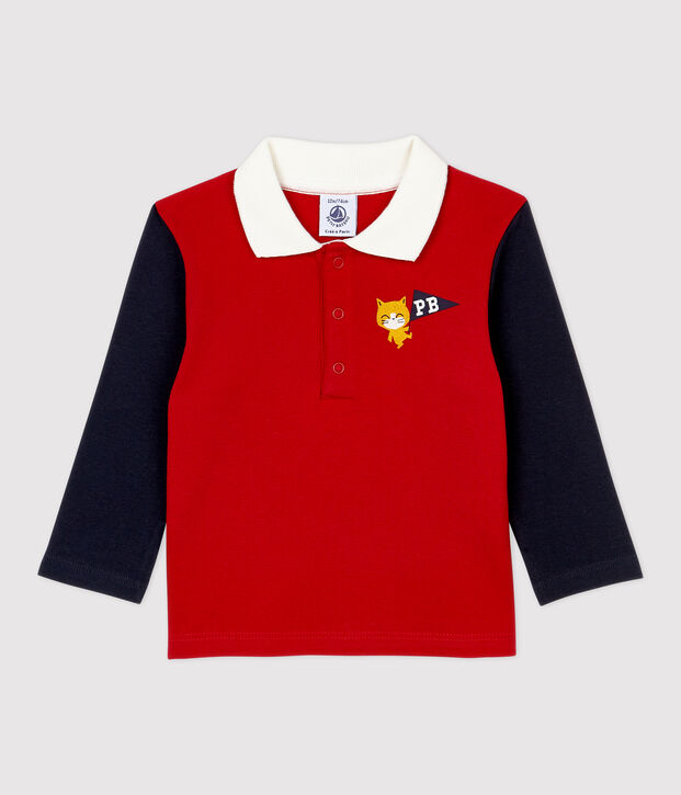 Polo de algod&oacute;n de beb&eacute;. rojo/azul